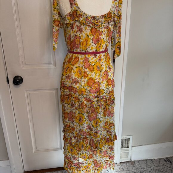 cleobella | ethereal pink, yellow and cream dress | size medium - Picture 7 of 8